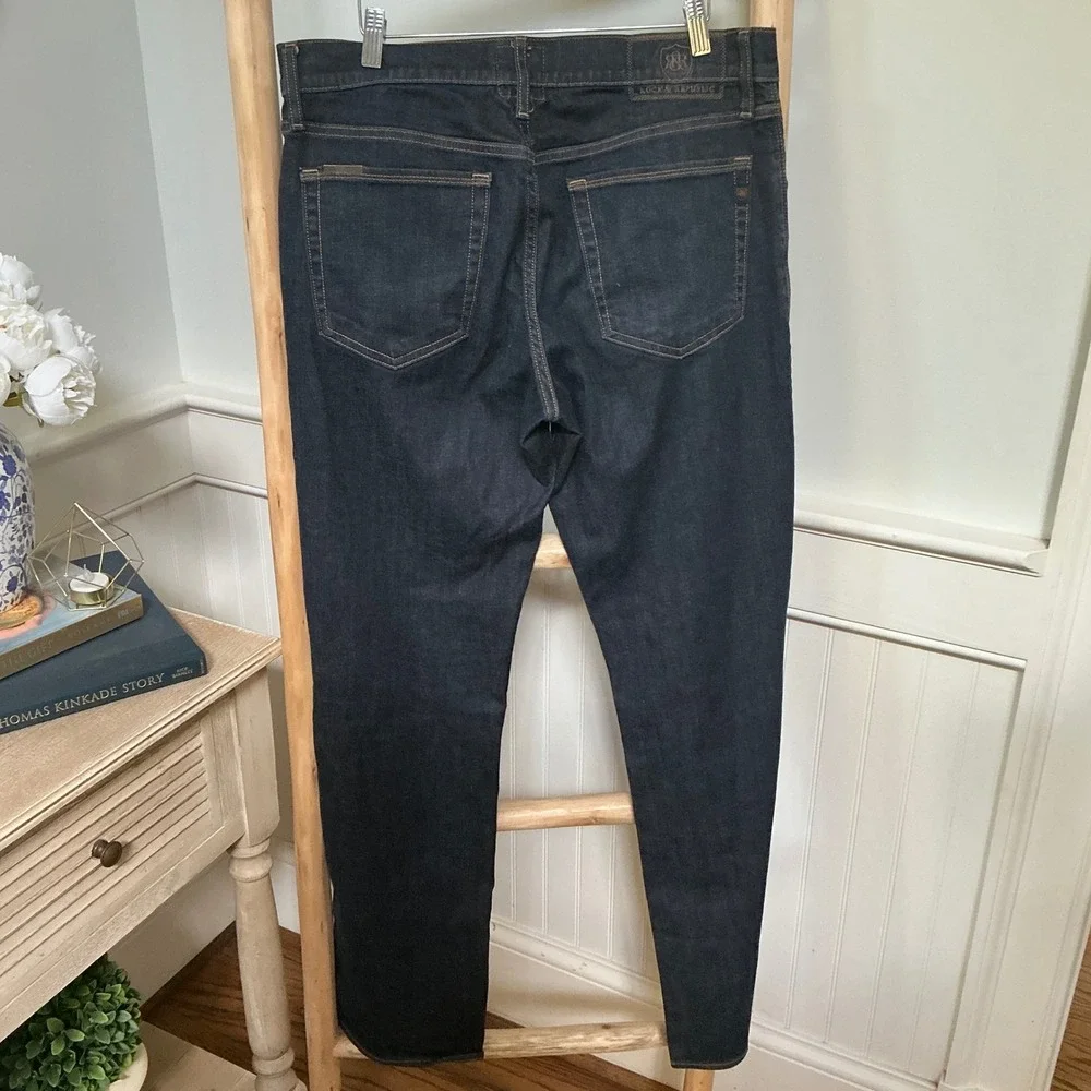Rock & Republic Mens Dark Wash Straight Leg Jeans Indigo 34x32 RLWH27334